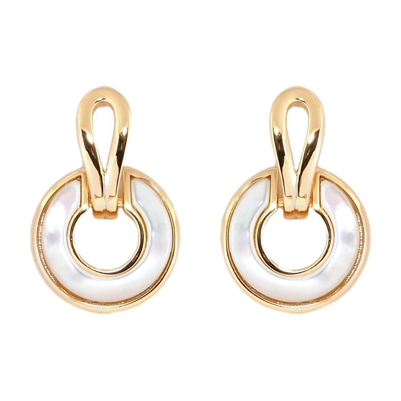 Серьги Xuping Позолота 18K пусеты Перламутровые колечки фото №1