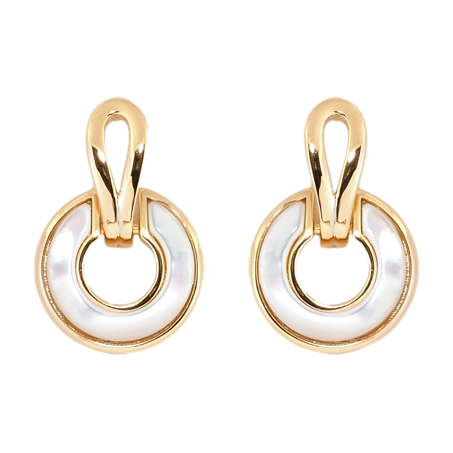 Сережки Xuping Позолота 18K пусети Перламутрові кільця фото №1