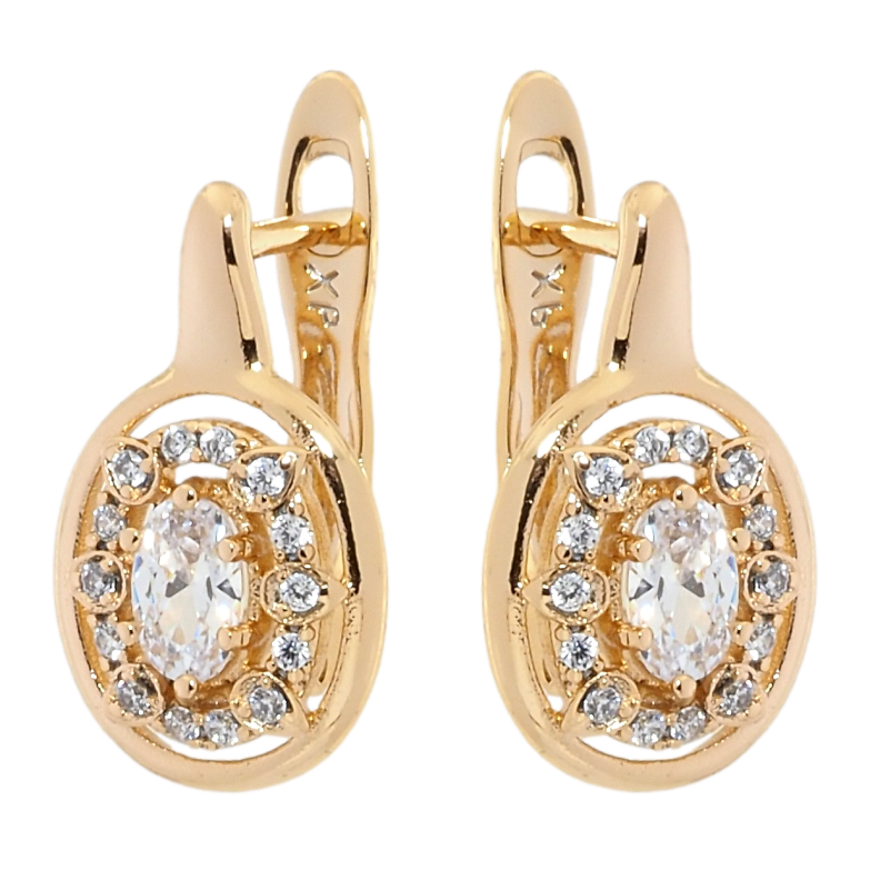 Серьги Xuping Позолота 18K английский замок Декоративные овалы с цирконием фото №1 Серьги Xuping Позолота 18K английский замок Декоративные овалы с цирконием фото №1