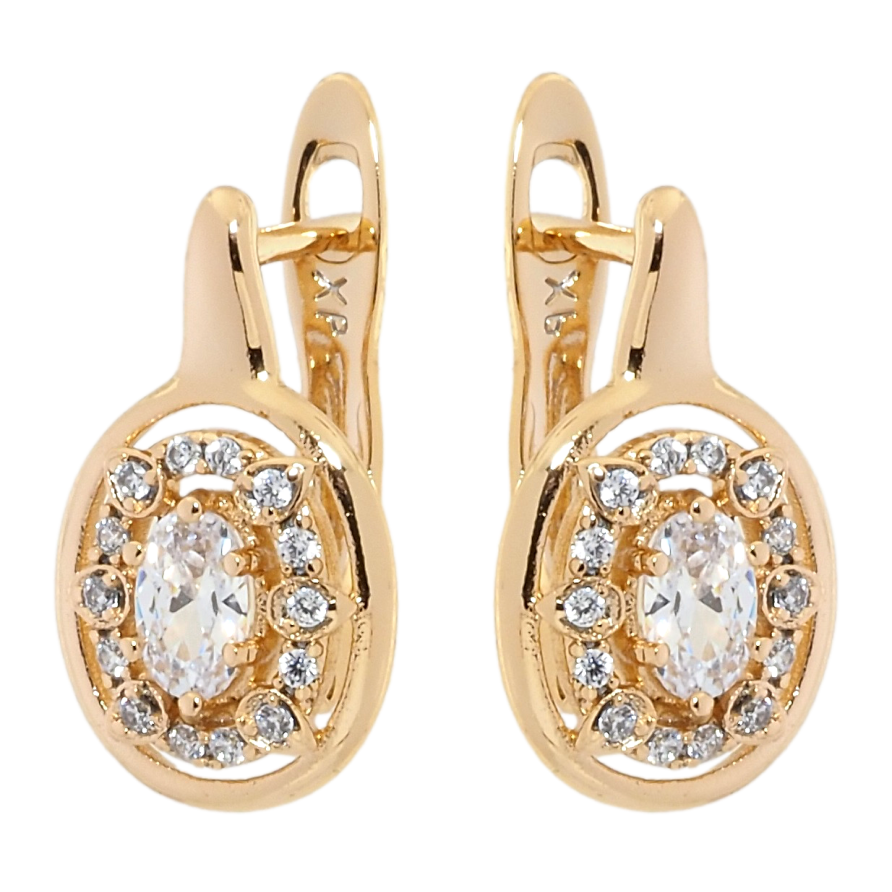 Серьги Xuping Позолота 18K английский замок Декоративные овалы с цирконием фото №1 Серьги Xuping Позолота 18K английский замок Декоративные овалы с цирконием фото №1