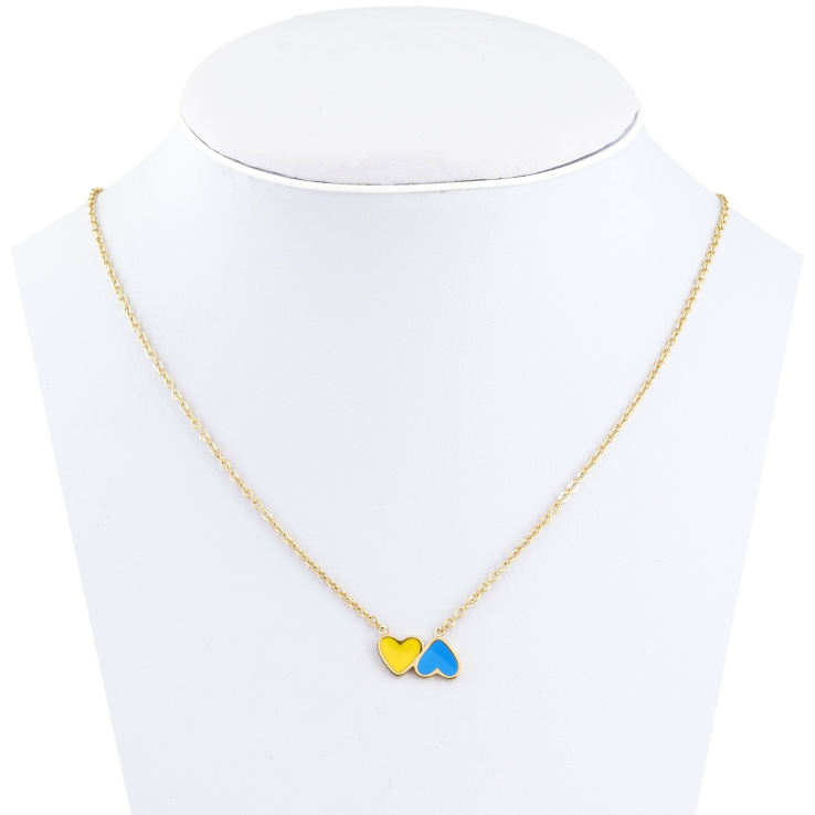 Підвіска на ланцюжку Xuping TTM Stainless Steel колір 14К Сердечки жовто-блакитні довжина 37-42см х 1мм фото №13
