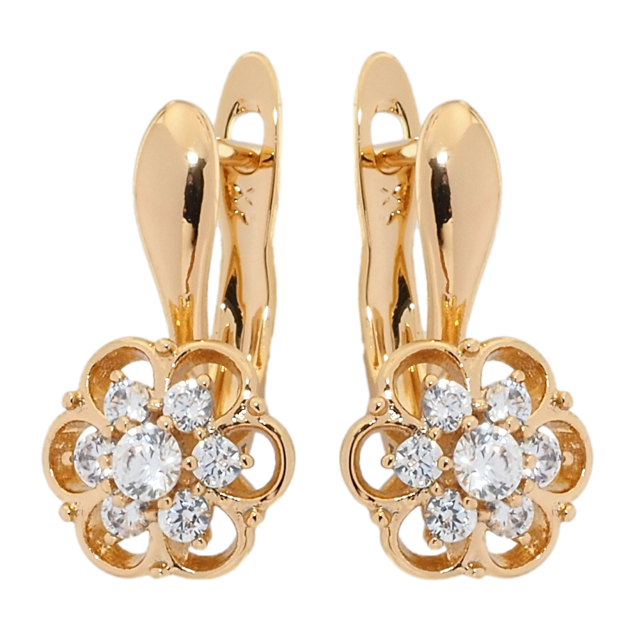 Сережки Xuping Позолота 18K англійський замок Квіточки з цирконієм фото №1