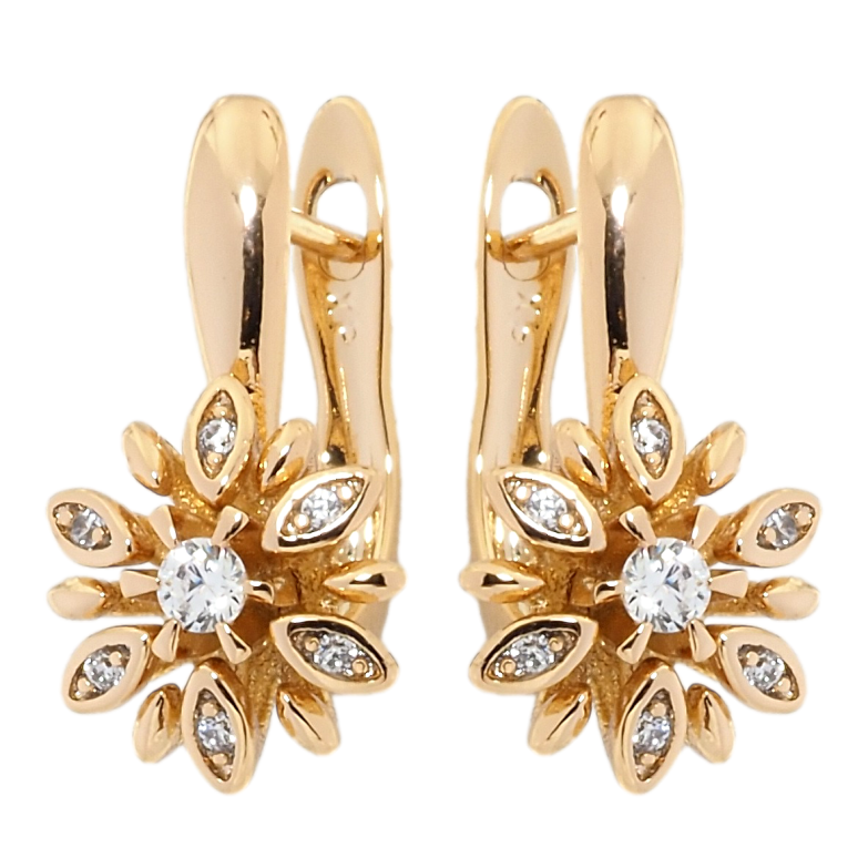 Серьги Xuping Позолота 18K английский замок Цветочки с цирконием фото №1 Серьги Xuping Позолота 18K английский замок Цветочки с цирконием фото №1
