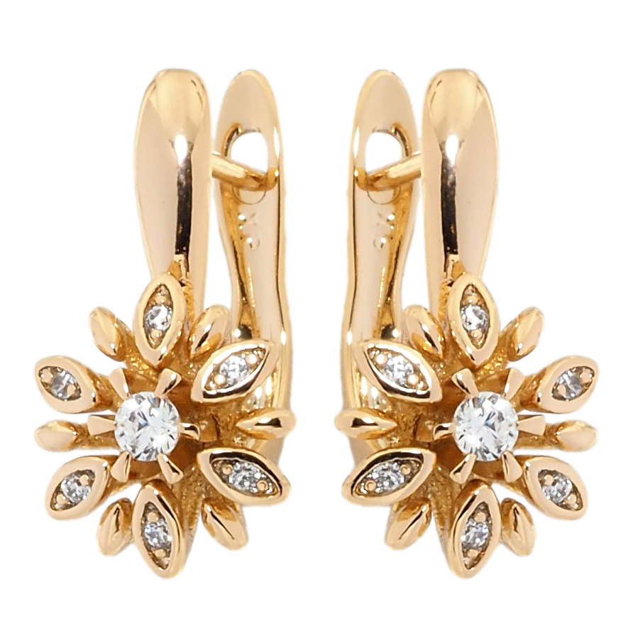 Серьги Xuping Позолота 18K английский замок Цветочки с цирконием фото №1 Серьги Xuping Позолота 18K английский замок Цветочки с цирконием фото №1