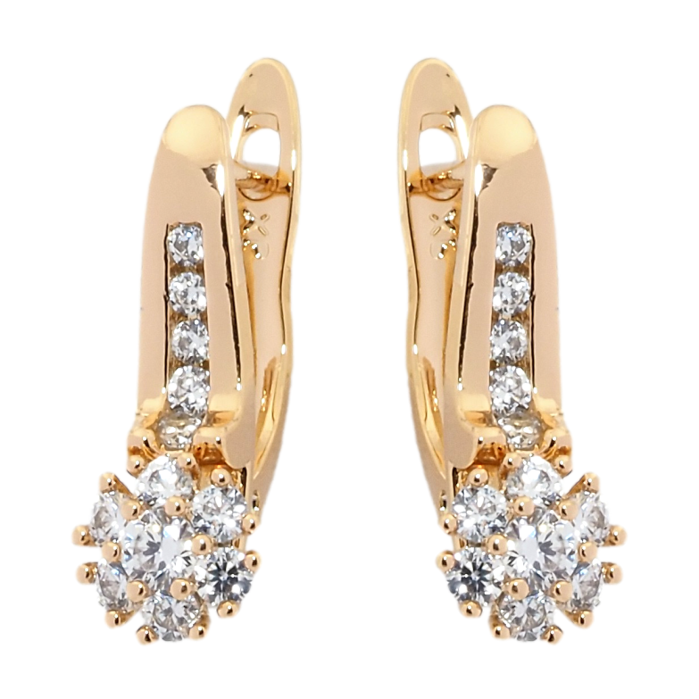 Сережки Xuping Позолота 18K англійський замок Квіточки з цирконієм фото №1 Сережки Xuping Позолота 18K англійський замок Квіточки з цирконієм фото №1