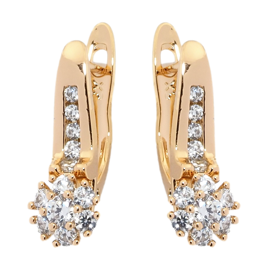 Серьги Xuping Позолота 18K английский замок Цветочки с цирконием фото №1 Серьги Xuping Позолота 18K английский замок Цветочки с цирконием фото №1