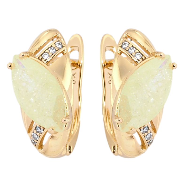 Серьги Xuping Позолота 18K английский замок Овалы с желтыми фианитами фото №1