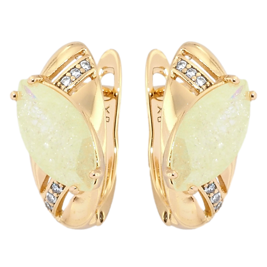 Серьги Xuping Позолота 18K английский замок Овалы с желтыми фианитами фото №1