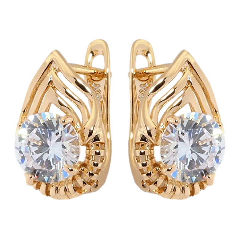 Серьги Xuping Позолота 18K английский замок Лепестки с фианитами фото №1 Серьги Xuping Позолота 18K английский замок Лепестки с фианитами фото №1