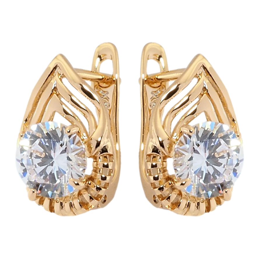 Серьги Xuping Позолота 18K английский замок Лепестки с фианитами фото №1 Серьги Xuping Позолота 18K английский замок Лепестки с фианитами фото №1