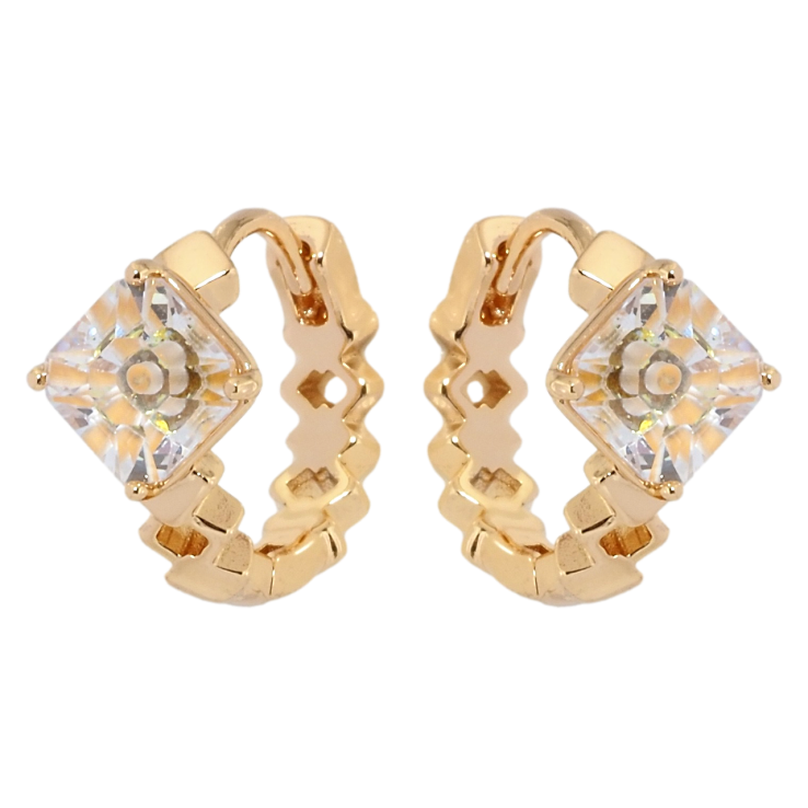 Серьги Xuping Позолота 18K колечки Желтый кристалл с узором фото №12