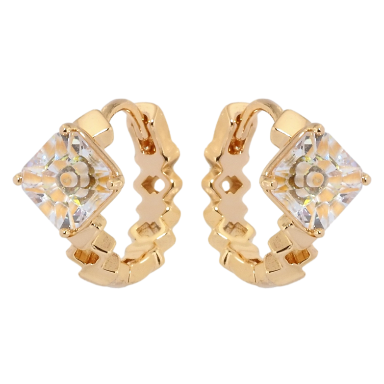 Сережки Xuping Позолота 18K колечка Жовтий кристал з візерунком фото №2