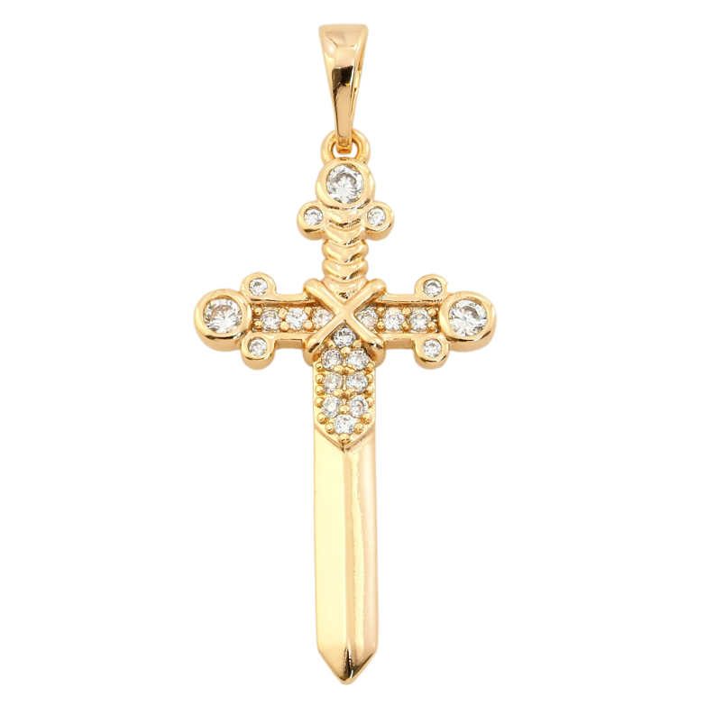 Кулон Xuping Позолота 18K Крест в виде меча с цирконием для цепочки до 5мм фото №1 Кулон Xuping Позолота 18K Крест в виде меча с цирконием для цепочки до 5мм фото №1