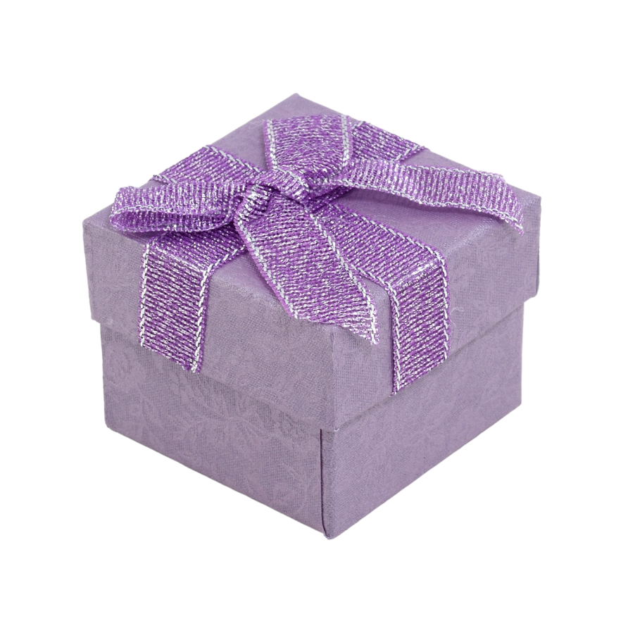 Подарочная коробка сиреневая с бантом Под кольцо Размер 5х5см, h= 3см фото №1