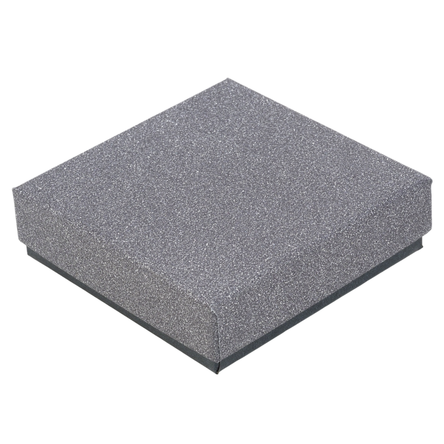 Подарункова коробка графітова з шиммером Універсальна (Каблучка, Кулон, Сережки) Розмір 9х9см, h = 2.5см ціна за 1 шт. фото №1