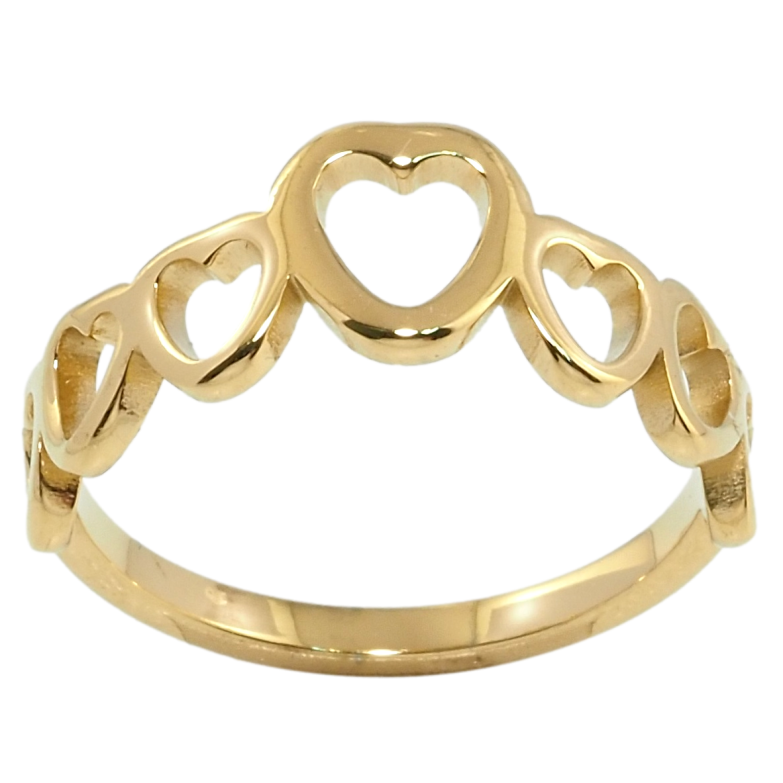 Каблучка Xuping TTM Stainless Steel Колір 14К Сердечки фото №1 Каблучка Xuping TTM Stainless Steel Колір 14К Сердечки фото №1