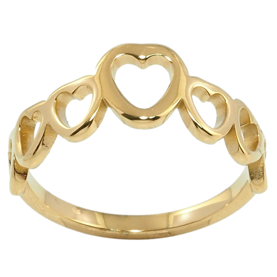 Каблучка Xuping TTM Stainless Steel Колір 14К Сердечки фото №1 Каблучка Xuping TTM Stainless Steel Колір 14К Сердечки фото №1