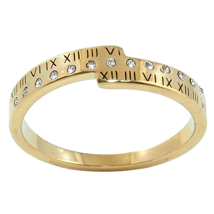 Кольцо Xuping TTM Stainless Steel Цвет 14К Римские цифры с кристаллами фото №19 Кольцо Xuping TTM Stainless Steel Цвет 14К Римские цифры с кристаллами фото №19