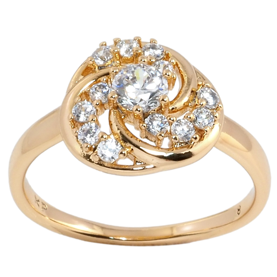 Каблучка Xuping Позолота 18K Купол з цирконієм фото №1 Каблучка Xuping Позолота 18K Купол з цирконієм фото №1