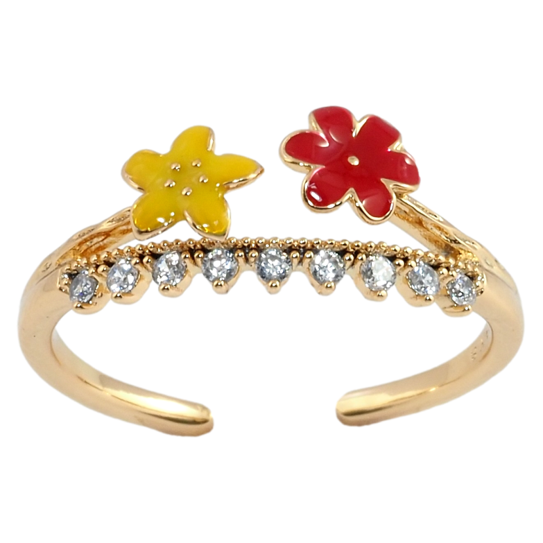 Кольцо Xuping Позолота 18K Желтый и красный цветочки фото №1 Кольцо Xuping Позолота 18K Желтый и красный цветочки фото №1