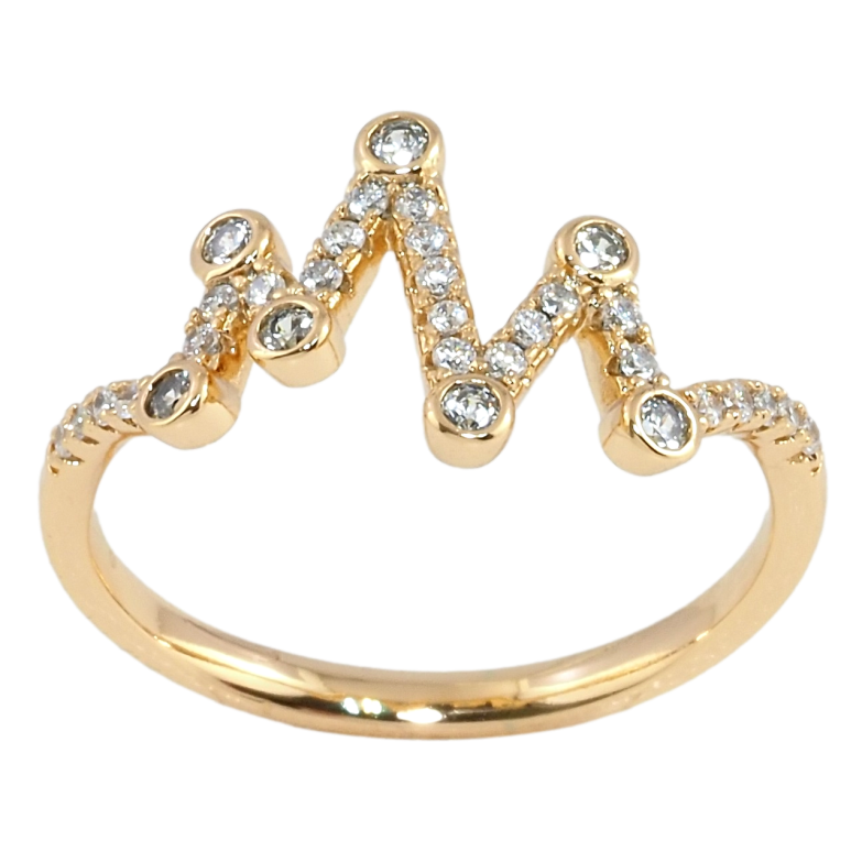 Каблучка Xuping Позолота 18K Зигзаг з цирконієм фото №1