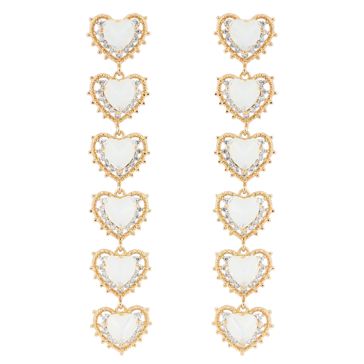 Сережки Xuping QQMM Позолота 18K пусети Підвіски серця з білими фіанітами і цирконієм фото №6
