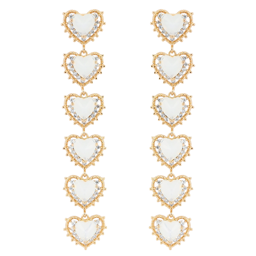 Сережки Xuping QQMM Позолота 18K пусети Підвіски серця з білими фіанітами і цирконієм фото №1 Сережки Xuping QQMM Позолота 18K пусети Підвіски серця з білими фіанітами і цирконієм фото №1