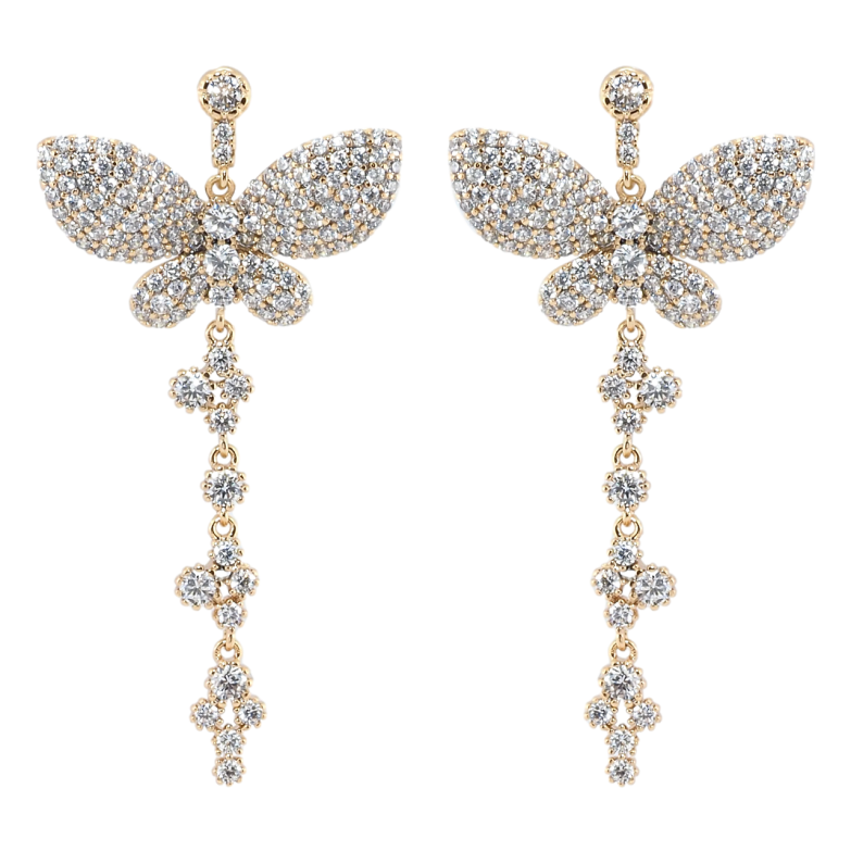 Сережки Xuping QQMM Позолота 18K пусети Підвіски метелики з інкрустацією цирконієм фото №1 Сережки Xuping QQMM Позолота 18K пусети Підвіски метелики з інкрустацією цирконієм фото №1