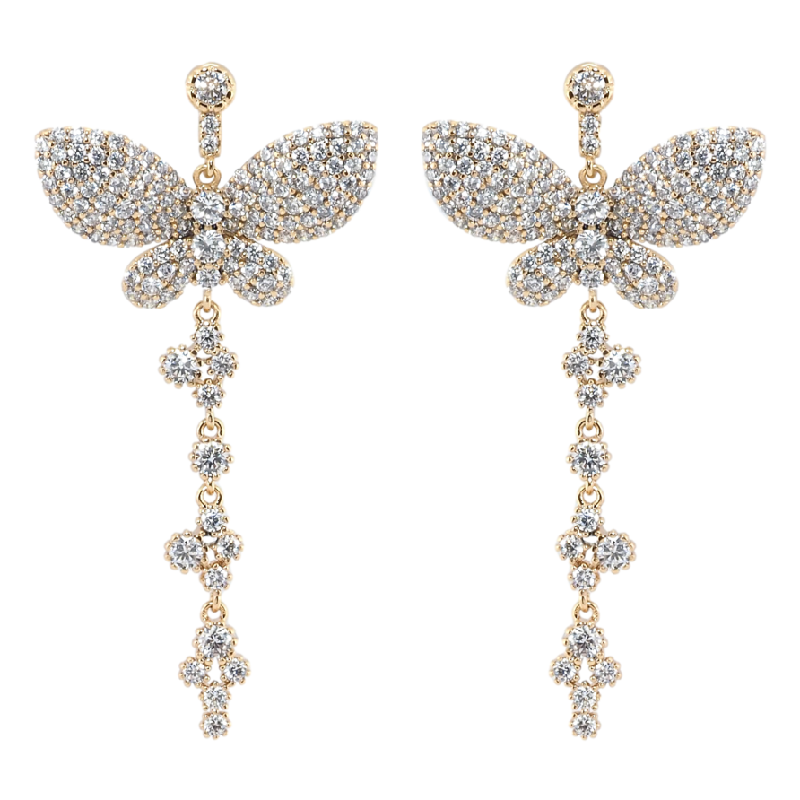 Сережки Xuping QQMM Позолота 18K пусети Підвіски метелики з інкрустацією цирконієм фото №1 Сережки Xuping QQMM Позолота 18K пусети Підвіски метелики з інкрустацією цирконієм фото №1