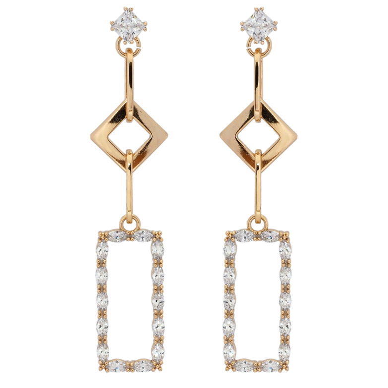 Сережки Xuping QQMM Позолота 18K пусети Фігурні підвіски з цирконієм фото №1 Сережки Xuping QQMM Позолота 18K пусети Фігурні підвіски з цирконієм фото №1