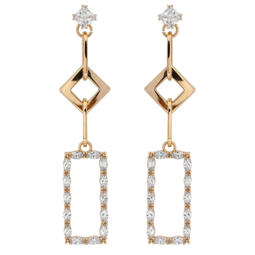 Сережки Xuping QQMM Позолота 18K пусети Фігурні підвіски з цирконієм фото №1 Сережки Xuping QQMM Позолота 18K пусети Фігурні підвіски з цирконієм фото №1