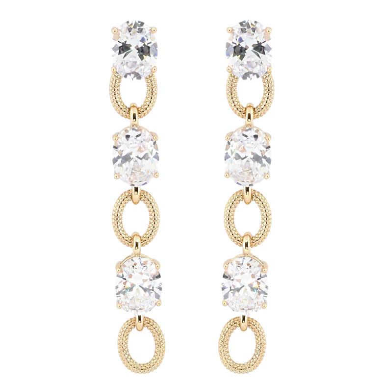 Сережки Xuping QQMM Позолота 18K пусети Підвіски з фіанітами фото №1 Сережки Xuping QQMM Позолота 18K пусети Підвіски з фіанітами фото №1