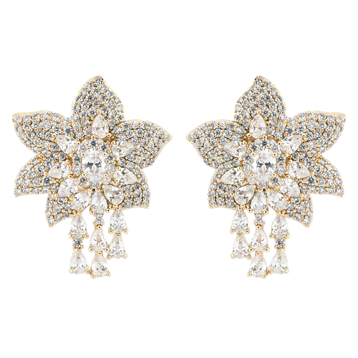 Сережки Xuping QQMM Позолота 18K пусети Квіти з інкрустацією цирконієм фото №14