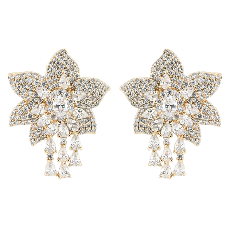 Сережки Xuping QQMM Позолота 18K пусети Квіти з інкрустацією цирконієм фото №1 Сережки Xuping QQMM Позолота 18K пусети Квіти з інкрустацією цирконієм фото №1