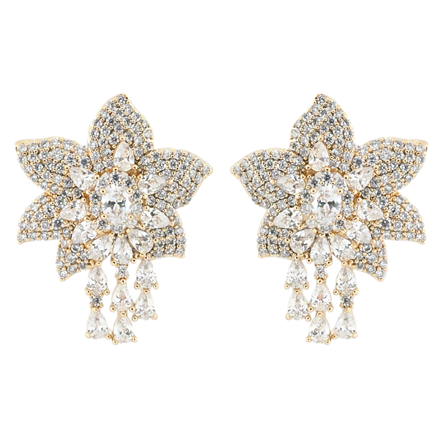 Сережки Xuping QQMM Позолота 18K пусети Квіти з інкрустацією цирконієм фото №1 Сережки Xuping QQMM Позолота 18K пусети Квіти з інкрустацією цирконієм фото №1