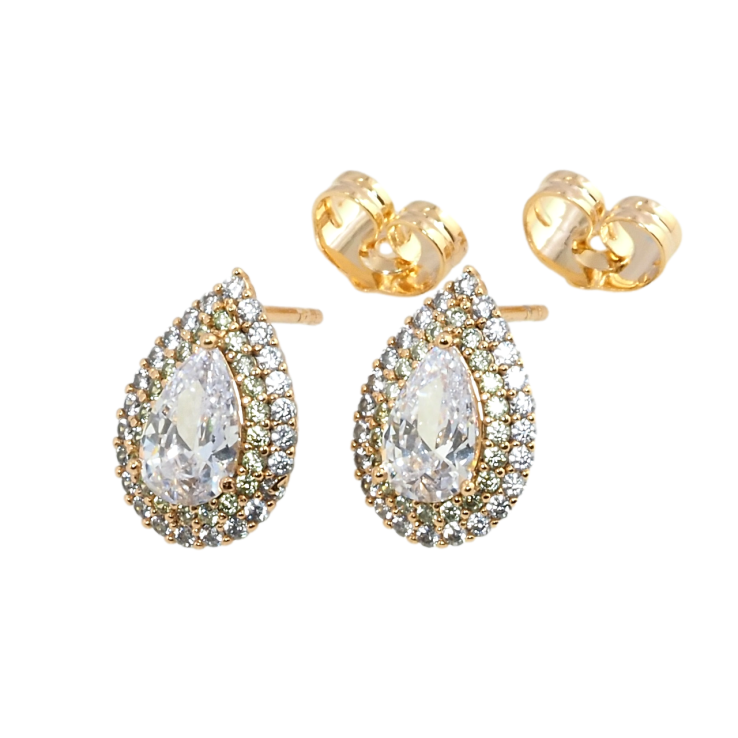 Сережки Xuping QQMM Позолота 18K пусети Кришталеві крапельки фото №12