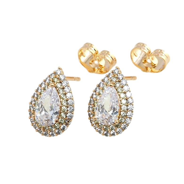 Сережки Xuping QQMM Позолота 18K пусети Кришталеві крапельки фото №1 Сережки Xuping QQMM Позолота 18K пусети Кришталеві крапельки фото №1