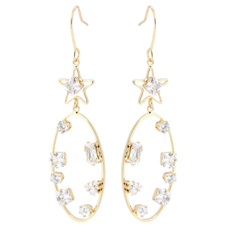 Сережки Xuping QQMM Позолота 18K французький замок Декоративні підвіски з фіанітами фото №4