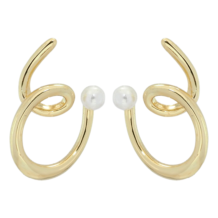 Сережки Xuping QQMM Позолота 14K пусети Завитки з перлинами фото №21