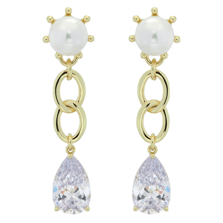 Серьги Xuping QQMM Позолота 14K пусеты Декоративные подвески с жемчугом и фианитами фото №1 Серьги Xuping QQMM Позолота 14K пусеты Декоративные подвески с жемчугом и фианитами фото №1