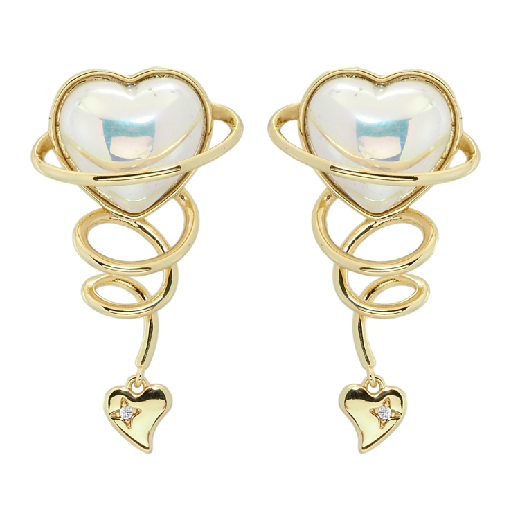 Сережки Xuping QQMM Позолота 14K пусети Перламутрове серце фото №19