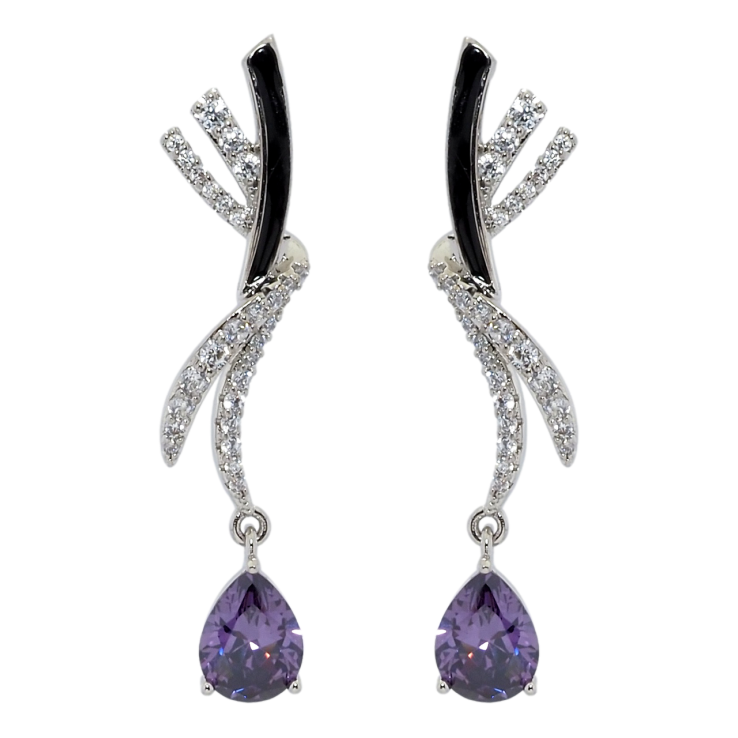 Сережки Xuping QQMM Родій пусети Декоративні підвіски з бузковими фіанітами фото №25 Сережки Xuping QQMM Родій пусети Декоративні підвіски з бузковими фіанітами фото №25