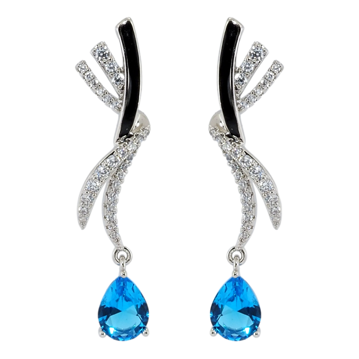 Сережки Xuping QQMM Родій пусети Декоративні підвіски з блакитними фіанітами фото №2