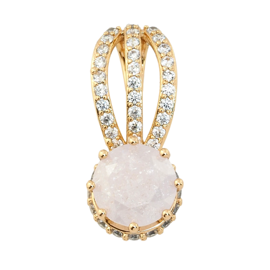 Кулон Xuping Позолота 18K Светло-розовый фианит на декоративной петельке с цирконием для цепочки до 7мм фото №1 Кулон Xuping Позолота 18K Светло-розовый фианит на декоративной петельке с цирконием для цепочки до 7мм фото №1