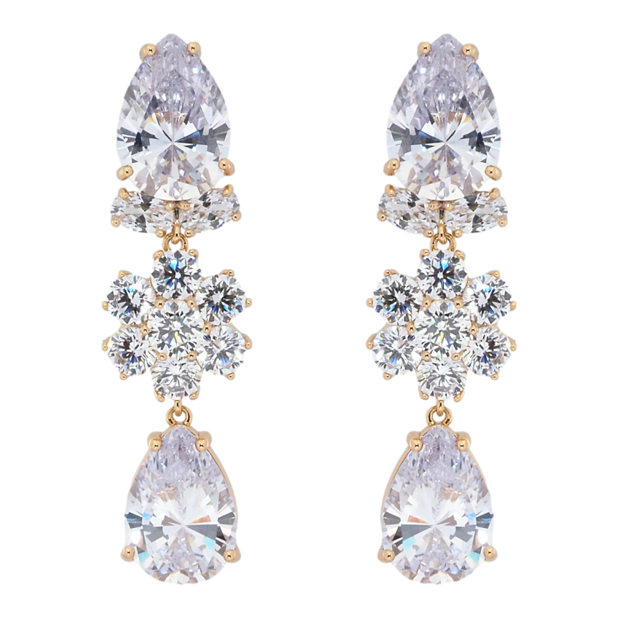 Серьги Xuping Позолота 18K пусеты Кристальные подвески фото №1