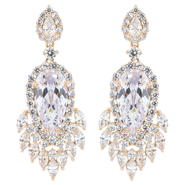 Серьги Xuping Позолота 18K пусеты Роскошные кристальные подвески фото №24