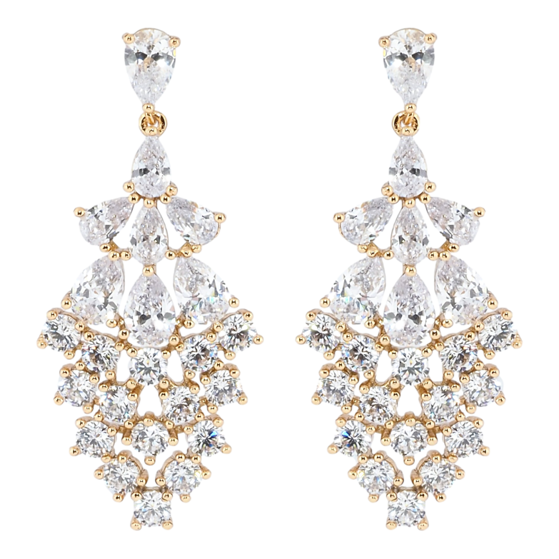 Сережки Xuping Позолота 18K пусети Розкішні кришталеві підвіски фото №1 Сережки Xuping Позолота 18K пусети Розкішні кришталеві підвіски фото №1