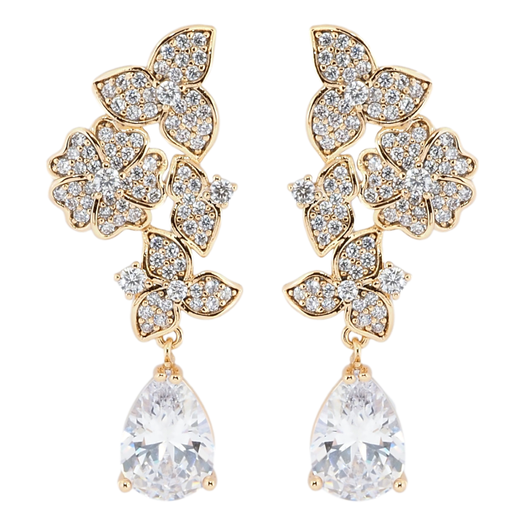 Сережки Xuping Позолота 18K пусети Квіткові підвіскии фото №21