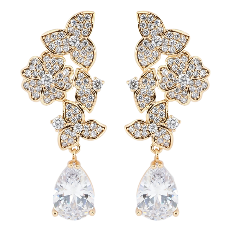 Серьги Xuping Позолота 18K пусеты Цветочные подвески фото №1