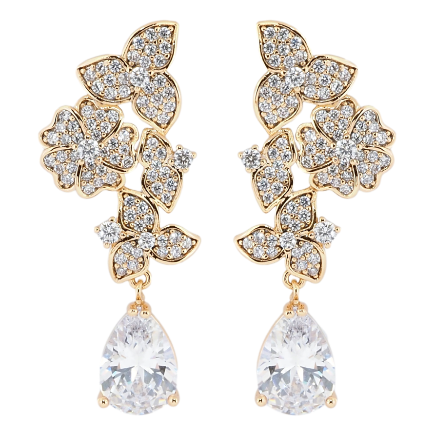 Сережки Xuping Позолота 18K пусети Квіткові підвіскии фото №1